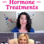 photo collage of two women in their offices on an video interview with each other. Text overlay says: "Bio-Identical Hormone Treatments (get your life back!)"