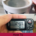 photo collage of a hot drink in a mug and a pedometer showing the number of steps taken that day. Text overlay says: "How To Look Younger Naturally (in your 40s and beyond!)"