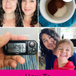 photo collage of a hot drink in a mug, a pedometer showing the number of steps taken that day, a woman with and without makeup, and a woman and a small boy smiling together. Text overlay says: "How To Look Younger (natural anti-aging tips!)"