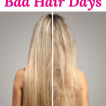 Before and after photos of a woman with frizzy hair, then hair that is sleek and smooth. Text overlay says: "5 Reasons We Have Bad Hair Days (& how to avoid them)"