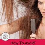 Woman looking at her hairbrush in shock while she holds up the ends of her dry, frizzy hair. Text overlay says: "How to Avoid Bad Hair Days ...& 5 Reasons They Happen (with before and after photos)"