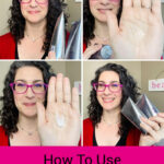 Photo collage of a woman holding up several hair styling products, including a dollop of gel and curl cream on her palm. Text overlay says: "How to Use Curl Cream Or Gel (strand thickness, hair density, porosity & curl type)"