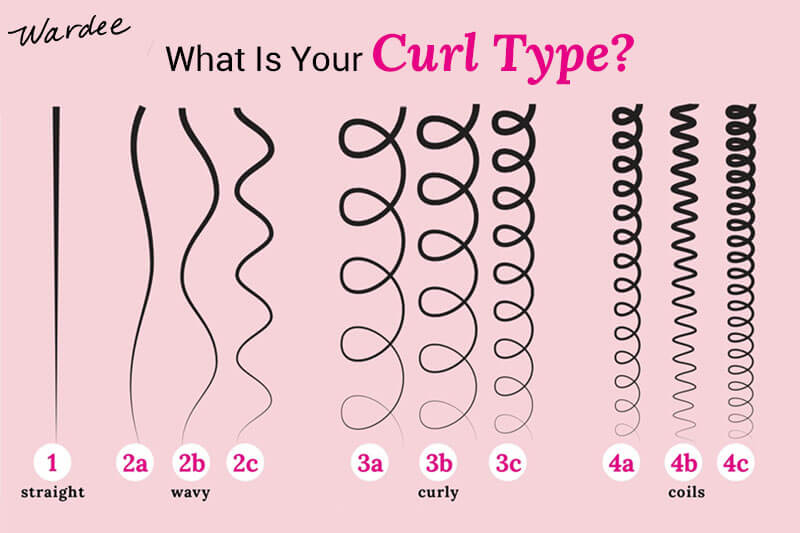 Graphic showing the various types of hair, from straight to very curly. It is labeled "What Is Your Curl Type?"