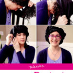 Photo collage of a woman demonstrating how to put on a silk bonnet for protecting curly hair while sleeping. Text overlay says: "How to Protect Curls While Sleeping (avoid flat, frizzy hair)"